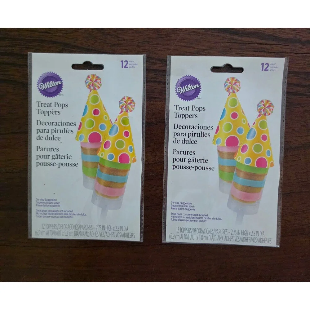 Wilton Party Hat Treat Pops Toppers 12 Count Lot of 2 New